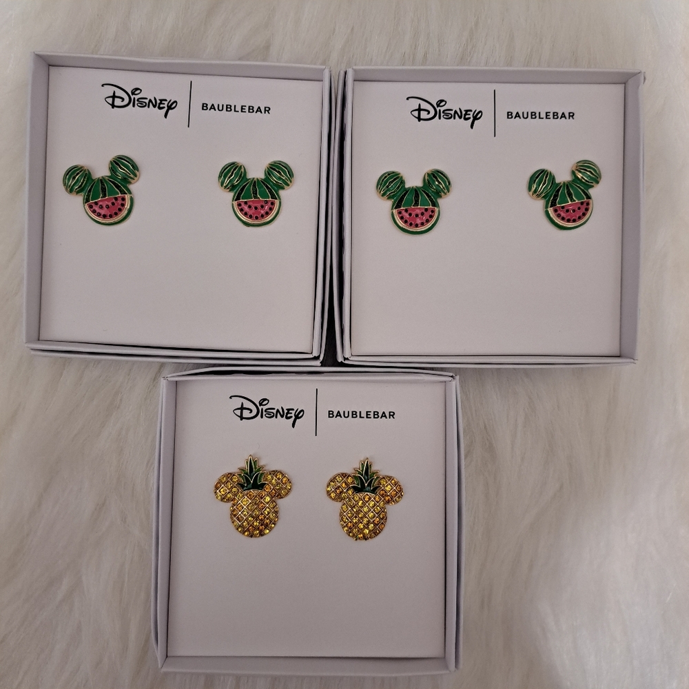 Disney x BaubleBar Mickey Mouse Shape Pineapple Watermelon Stud Earrings Set